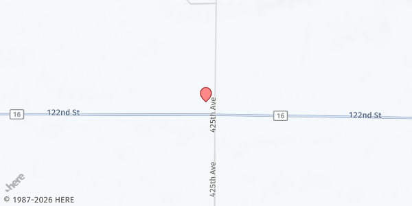 Map showing Highlanda Lutheran Church at 42498 122nd St, Langford, SD