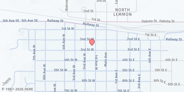Map showing Feeding SD at the Lemmon Pantry at 211 1st Avenue West, Lemmon, SD