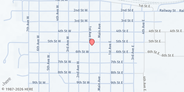 Map showing Reformed Presbyterian Church at 500 1st Ave W, Lemmon, SD