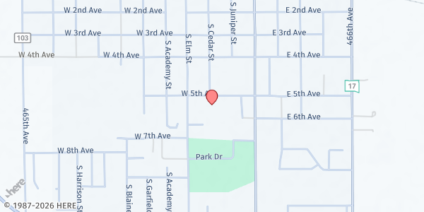 Map showing Lennox School District at 205 West 5th Avenue, Lennox, SD