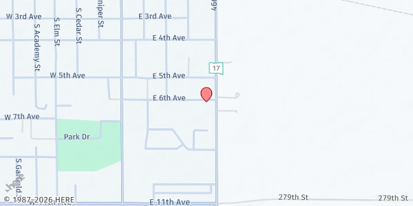 Map showing St Magdalen Catholic Church at 417 E 6th Ave, Lennox, SD