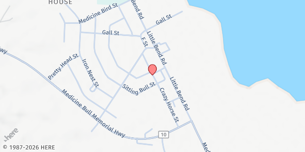 Map showing Feeding SD at Lower Brule Commodity Bldg at 550 Crazy Horse St., Lower Brule, SD