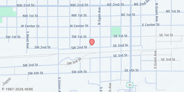 Map showing Good Shepherd Free Lutheran Church at 120 2nd St SW, Madison, SD