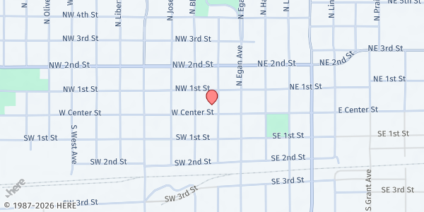 Map showing Lake County Food Pantry, Inc. at 111 Van Eps Avenue North, Madison, SD