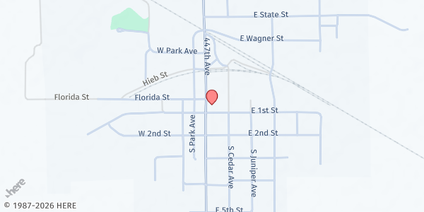 Map showing Emmanuel Presbyterian Church at 102 E 1st St, Marion, SD