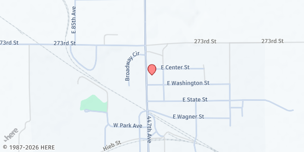 Map showing First Church of God at 702 N Broadway Ave, Marion, SD
