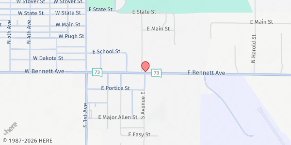 Map showing Bennett County Grade School Activity Center (The AC) at 400 Bennett Avenue, Martin, SD