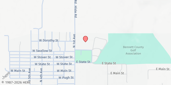 Map showing Our Lady of the Sacred Heart Parish at 802 1st Ave, Martin, SD