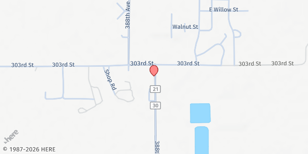 Map showing Feeding SD at Marty Indian School at 9000 388th Ave. #1, Marty, SD