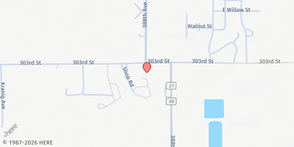 Map showing Marty Food Pantry at 102 Church Dr., Marty, SD