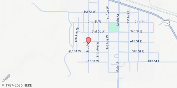 Map showing McLaughlin Church of God at 514 3rd Ave. W, McLaughlin, SD