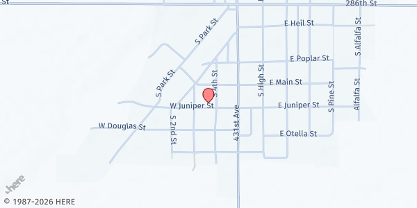 Map showing Immanuel Lutheran Church at 255 Juniper St, Menno, SD
