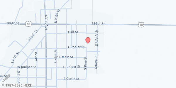 Map showing Zion Reformed Church at 220 S Pine St, Menno, SD