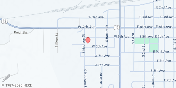 Map showing Milbank Senior Box Distribution Site at 409 W 6th Ave., Milbank, SD