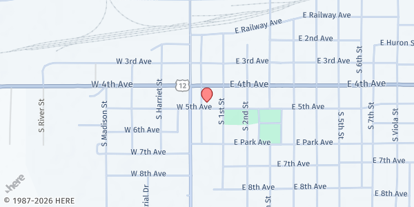 Map showing Millbank Christian Fellowship at 507 S Grant St, Milbank, SD