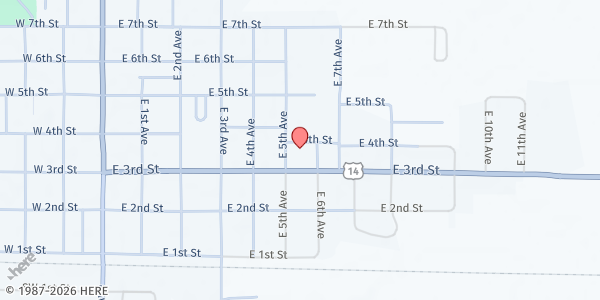 Map showing Feeding SD at First United Methodist Church at 610 E 4th St., Miller, SD