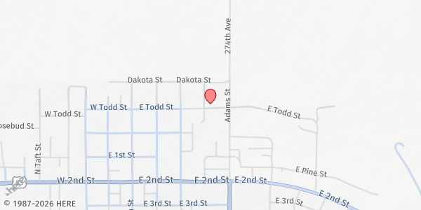Map showing Society of Indian Missions at 411 E Todd St., Mission, SD