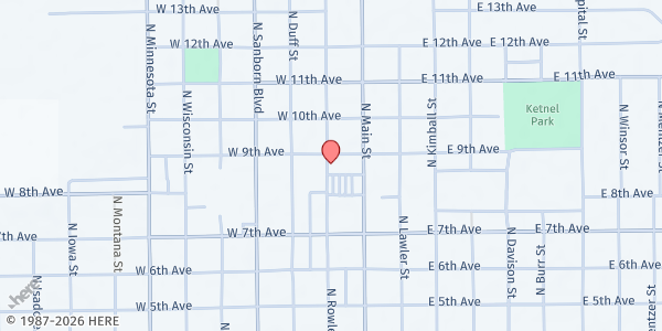 Map showing Mitchell Food Pantry at 812 N Rowley St. Suite C, Mitchell, SD