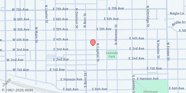 Map showing Zion Lutheran Church at 620 E 3rd Ave, Mitchell, SD