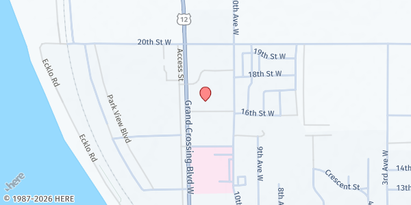 Map showing Family Worship Center at 1708 W Grand Crossing, Mobridge, SD