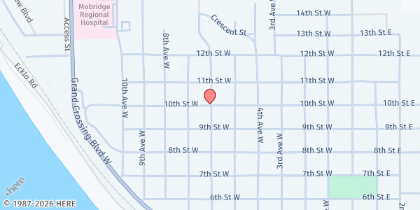 Map showing United Congregational Church at 1001 6th Ave W, Mobridge, SD
