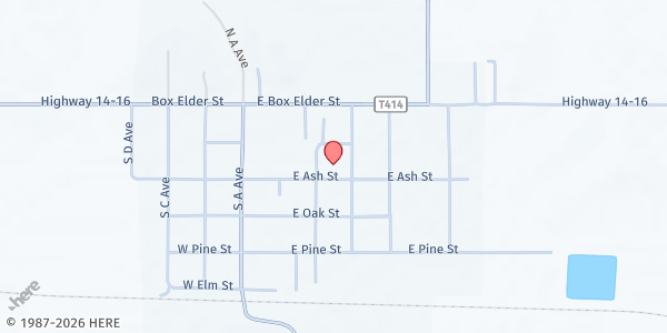 Map showing New Underwood Elementary School at 300 East Ash Street, New Underwood, SD