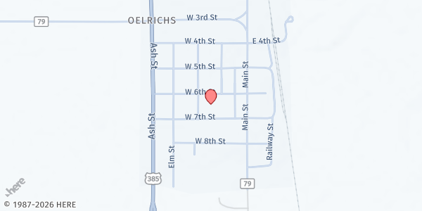 Map showing Oelrichs Public School at 214 West 7th Street, Oelrichs, SD