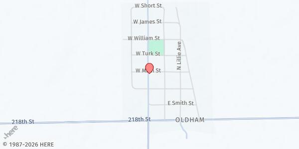 Map showing Oldham Food Pantry - School Gym at 112 S Epton Ave, Oldham, SD