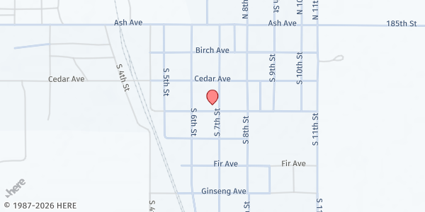 Map showing Feeding SD at First Presbyterian Church at 307 South Main Street, Onida, SD