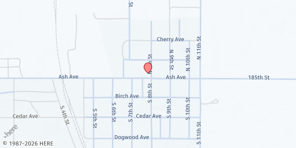 Map showing Onida United Methodist Church at 708 Ash Ave, Onida, SD
