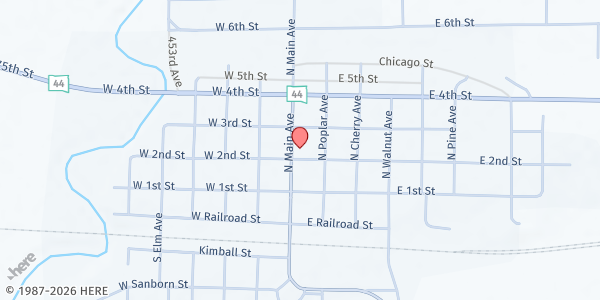 Map showing Northern Turner County Food Distribution - Parker at 238 N Main Street, Parker, SD