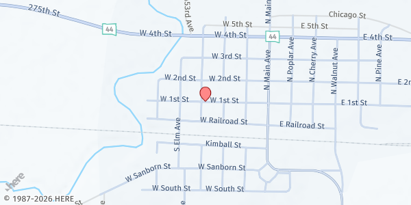 Map showing St Christina Catholic Church at 380 W 1st St, Parker, SD