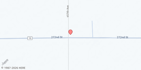 Map showing United Church at 27198 457th Ave, Parker, SD