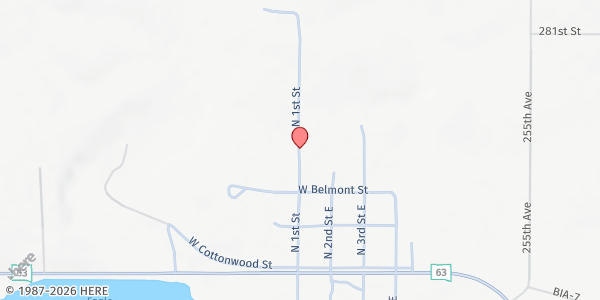 Map showing St. Agnes Church Hall at 1st Street, Parmelee, SD