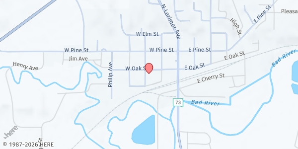 Map showing Our Redeemer Lutheran Church at 200 West Ave, Philip, SD