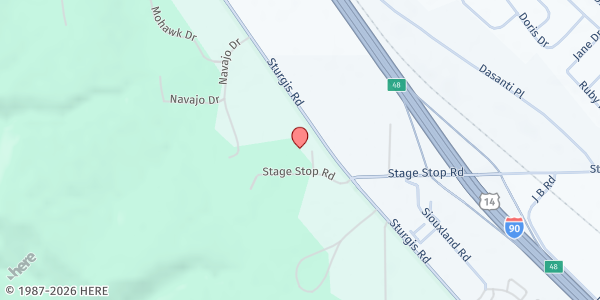 Map showing Our Lady of the Black Hills at 12365 Sturgis Rd., Piedmont, SD