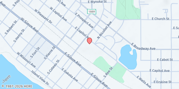 Map showing Governor Grocery Student Food Pantry at 309 E Capitol, Pierre, SD