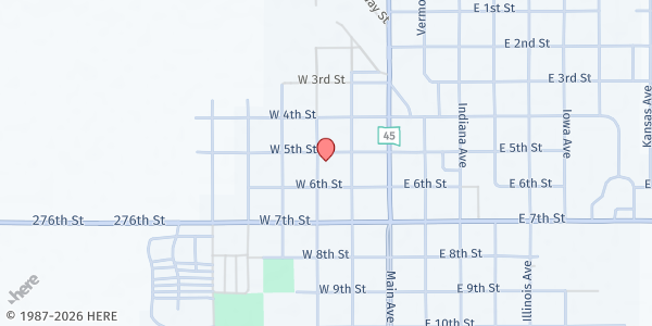 Map showing Trinity Lutheran Church at 500 Pennsylvania Ave, Platte, SD