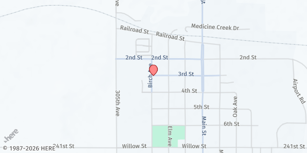 Map showing American Lutheran Church at 211 Birch Ave, Presho, SD