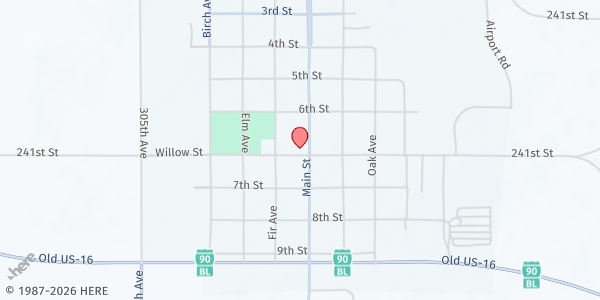 Map showing Grace Methodist Church of Presho at 100 Willow St, Presho, SD