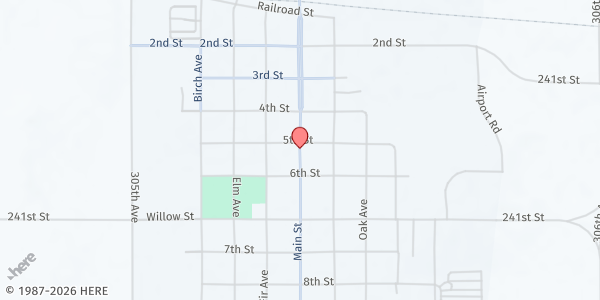 Map showing Zion Lutheran Church at 200 S Main St, Presho, SD