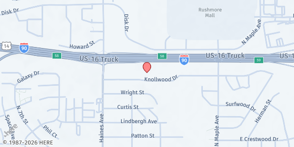 Map showing AMC Rapid City - Mobile Distribution Site at AMC Rapid City 10, 230 Knollwood Drive, Rapid City, SD