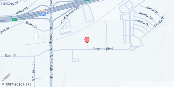 Map showing BHSU Student Pantry at 4300 Cheyenne Blvd., Rapid City, SD