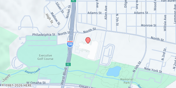 Map showing Central High School at 433 North Mount Rushmore Road, Rapid City, SD