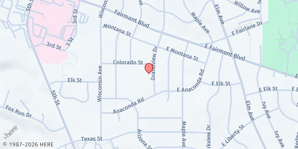 Map showing Grandview Elementary at 3301 Grandview, Rapid City, SD