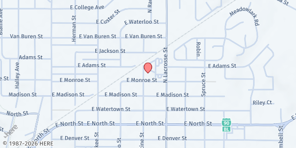 Map showing Monument Health Family Medicine Pantry at 502 E. Monroe St., Rapid City, SD