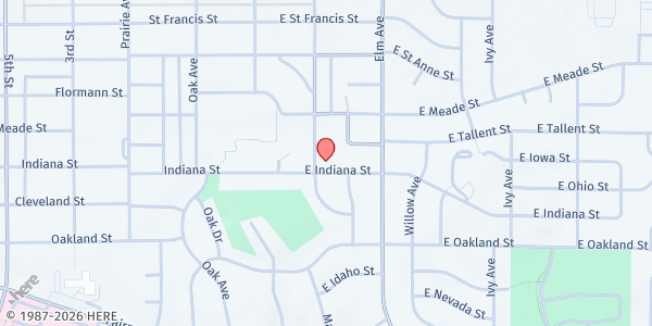 Map showing Open Heart United Methodist Church at 202 E. Indiana St., Rapid City, SD