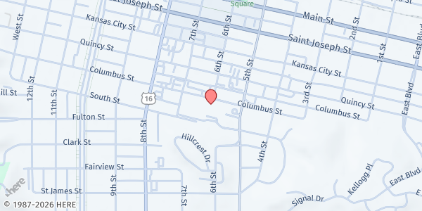 Map showing Rapid City High School at 601 Columbus Street, Rapid City, SD