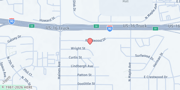 Map showing St. Isaac Jogues Church Pantry at 221 Knollwood Dr., Rapid City, SD