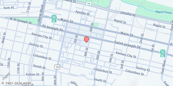 Map showing United Way-Black Hills Office at 621 6th St #100, Rapid City, SD